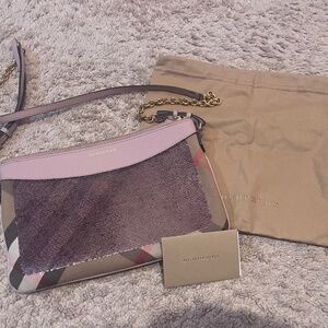 Burberry house check sequin crossbody bag in pink